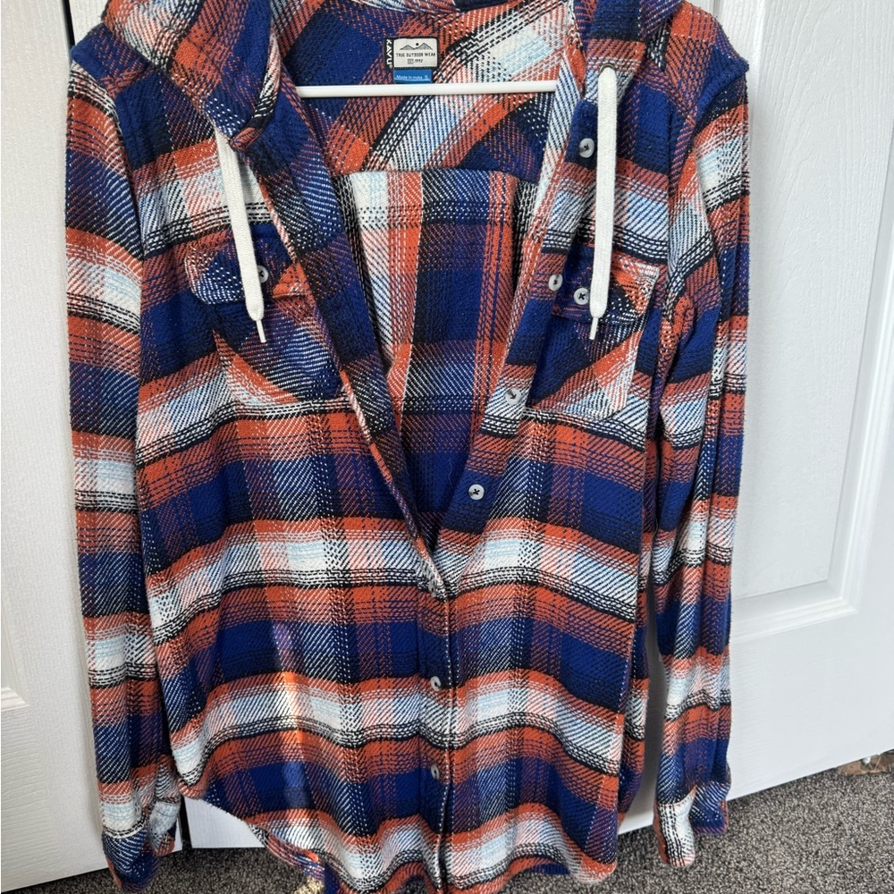 Kavu Blue and Orange Plaid Shirt